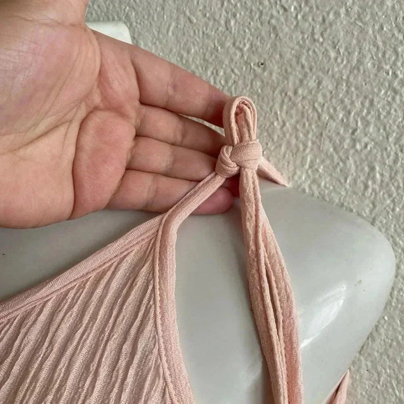 🆕Blush-Pink Tie-Strap Tulip-Hem Blouson Dress S🆕 - Picture 6 of 13